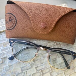 RAY BAN RX5154 CLUBMASTER EYEGLASSES  and Leather Eyewear Case,unisex